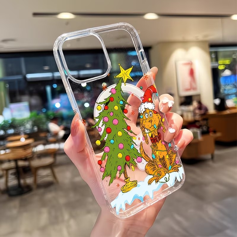 Mini Pc Case - Transparente Handyhülle mit Welpen-Weihnachtsthema für iPhone